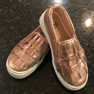 Rose gold canvas shoes